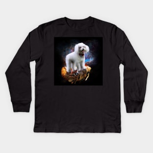 Galaxy Space Poodle Dog On Pizza Kids Long Sleeve T-Shirt